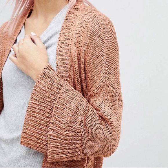 Brave Soul Frill Sleeve Cardigan in Chenille - Picture 3 of 4